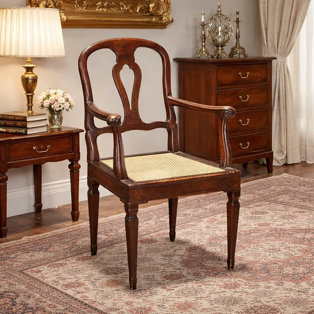 Walnut armchair, late 18th century 2