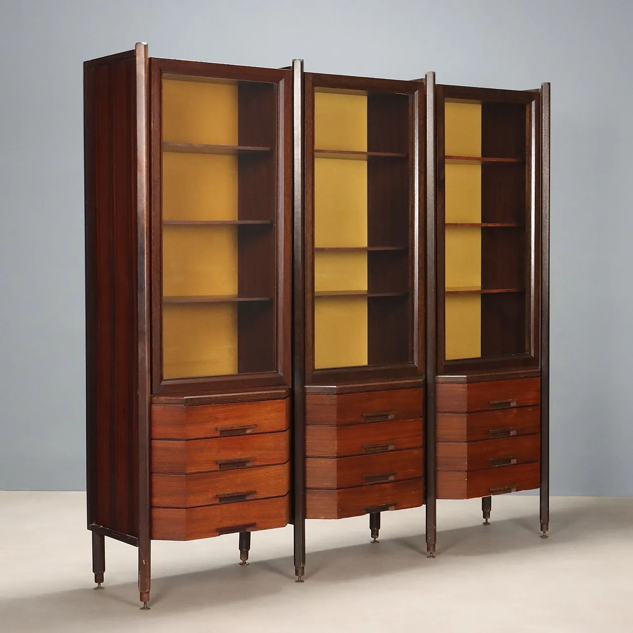 Exotic wood veneered display case with display cases, 20th century 1