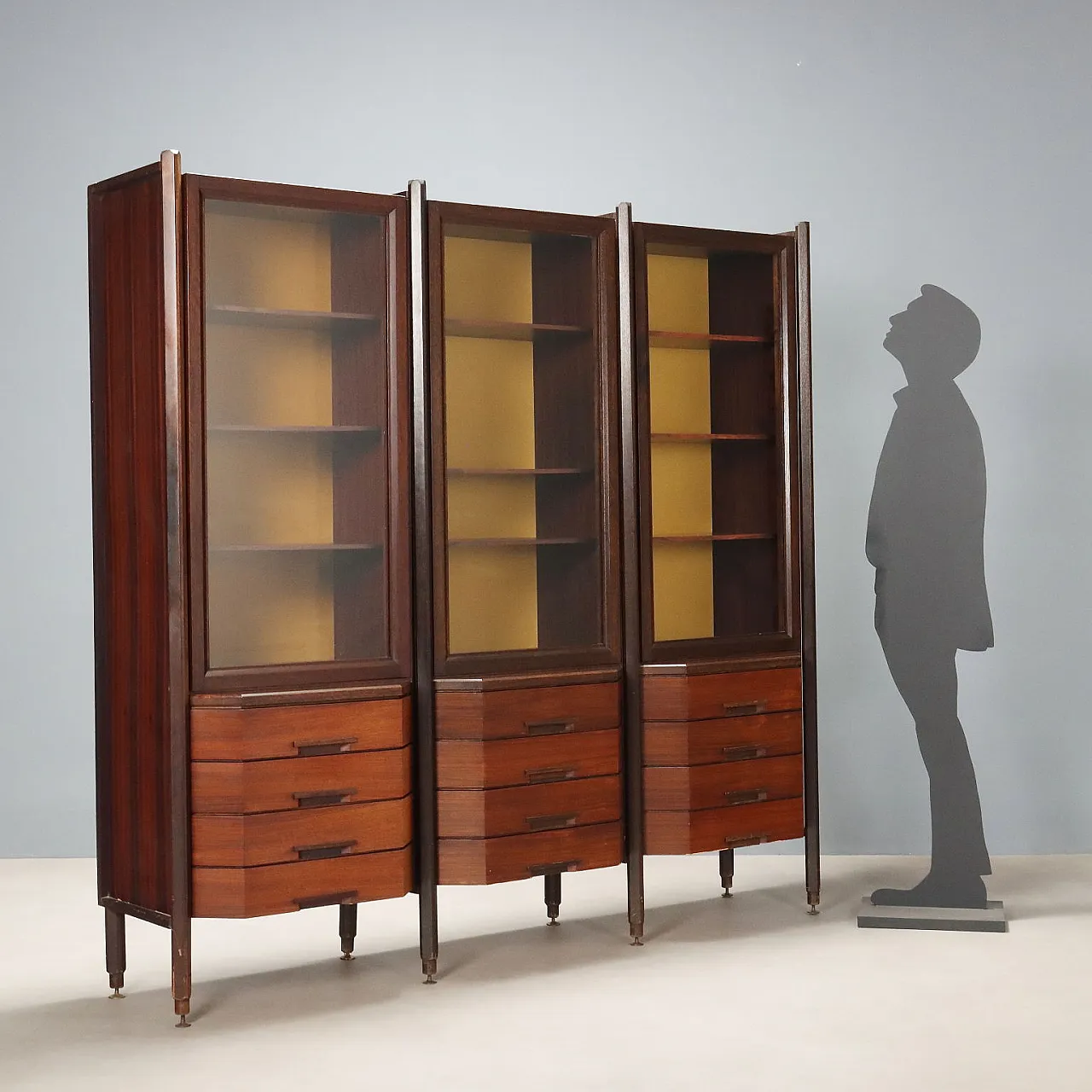 Exotic wood veneered display case with display cases, 20th century 3