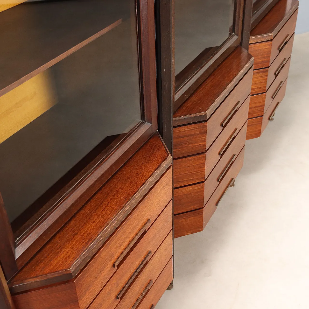 Exotic wood veneered display case with display cases, 20th century 9