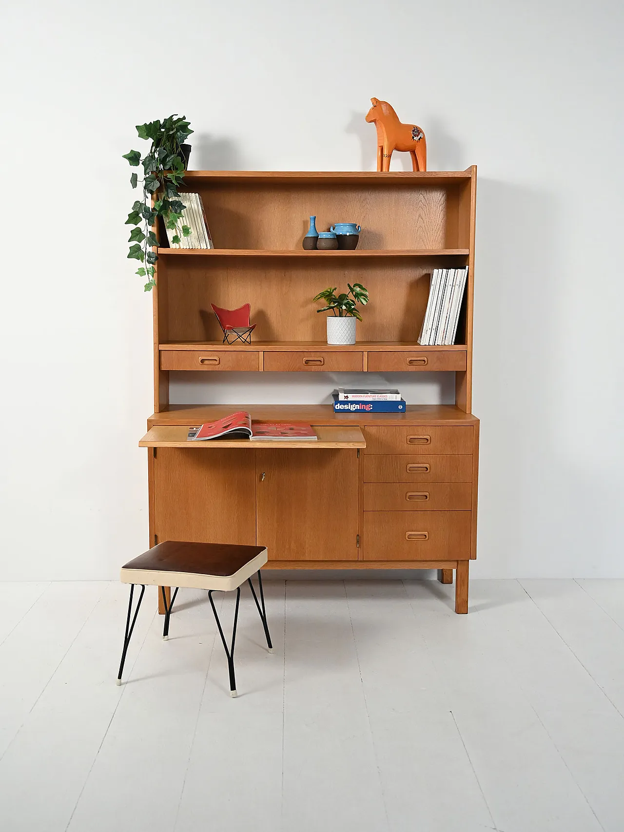 Sideboard-libreria scandinava in rovere, anni ’60 1