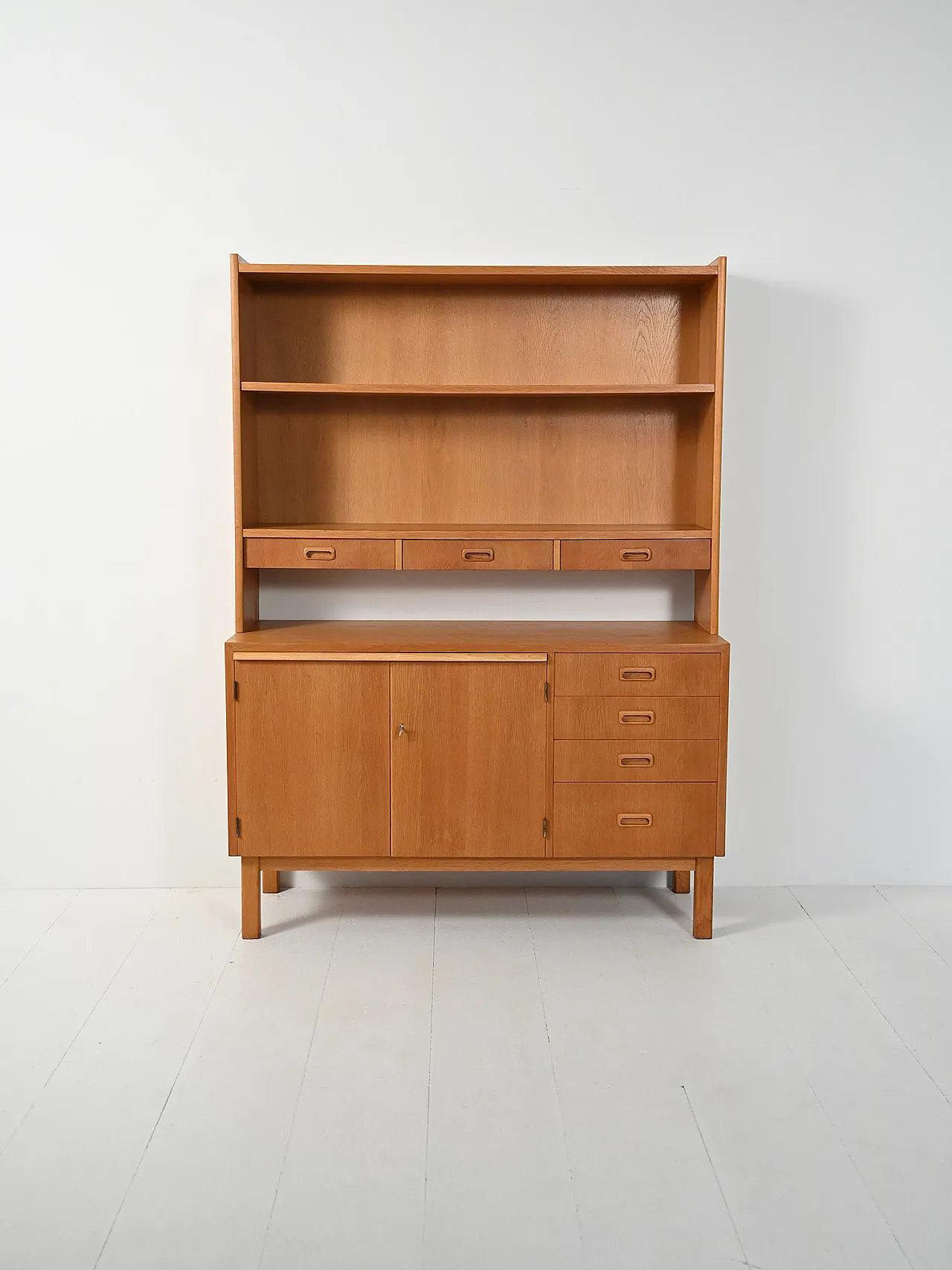 Sideboard-libreria scandinava in rovere, anni ’60 3