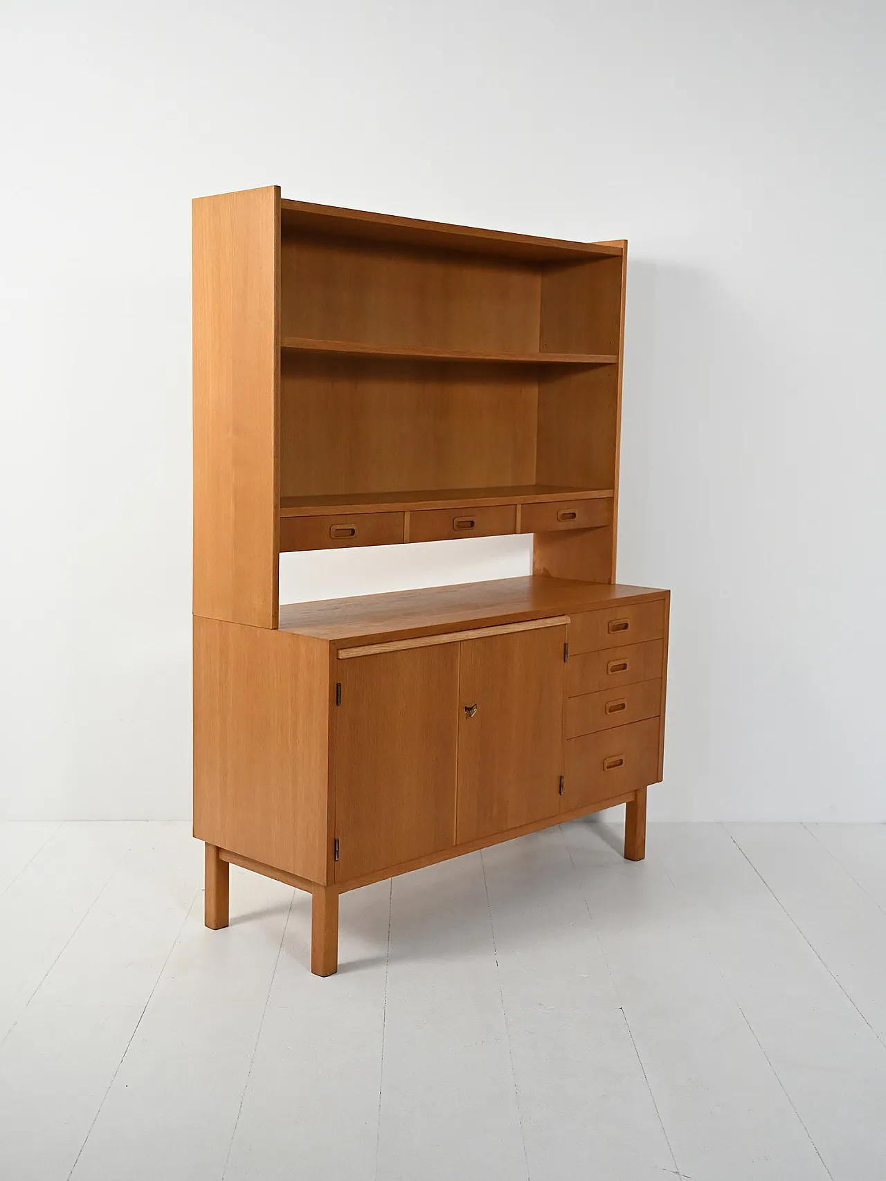 Sideboard-libreria scandinava in rovere, anni ’60 5