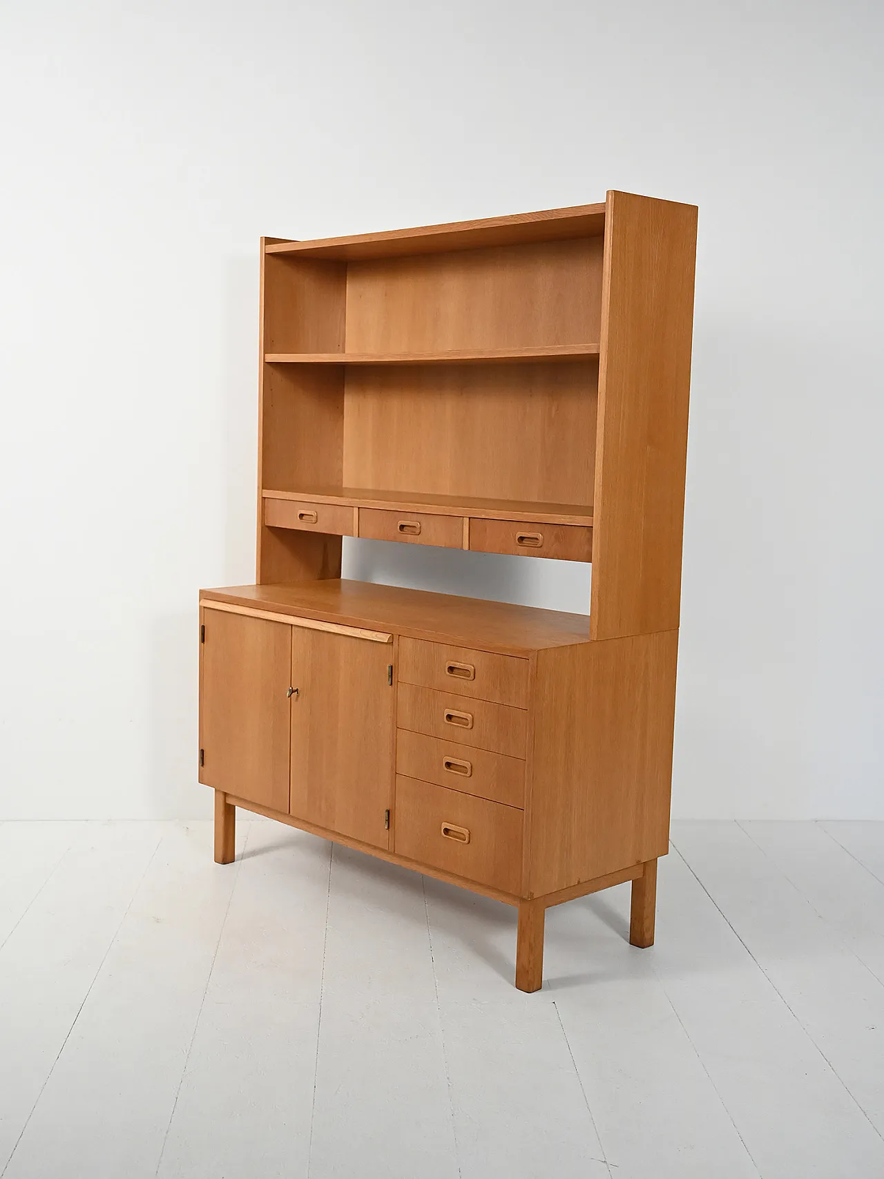 Sideboard-libreria scandinava in rovere, anni ’60 6