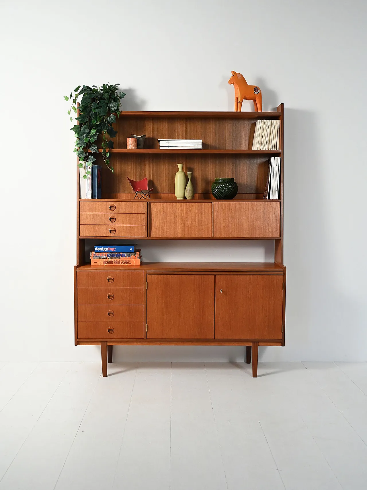 Sideboard con libreria in teak e mogano 2
