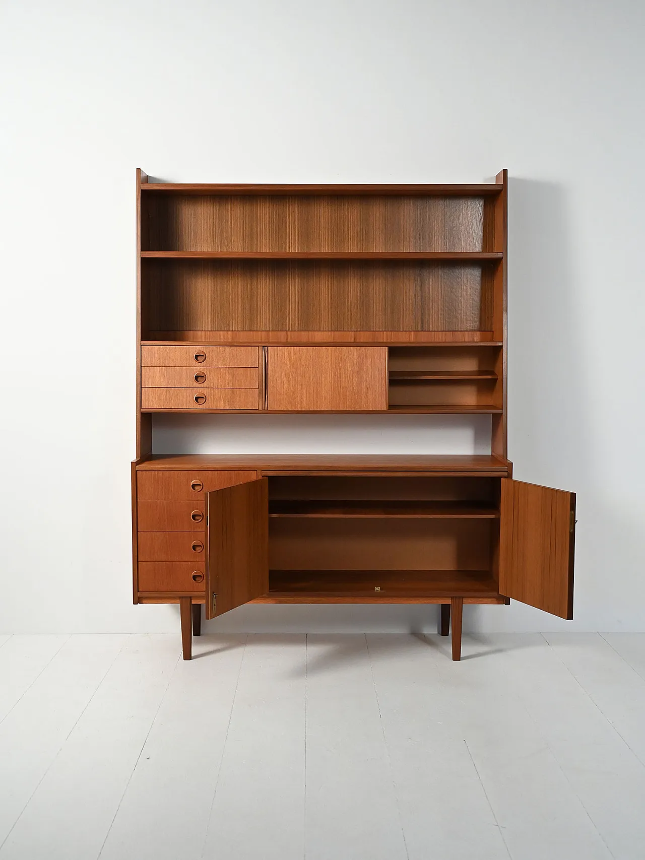 Sideboard con libreria in teak e mogano 4