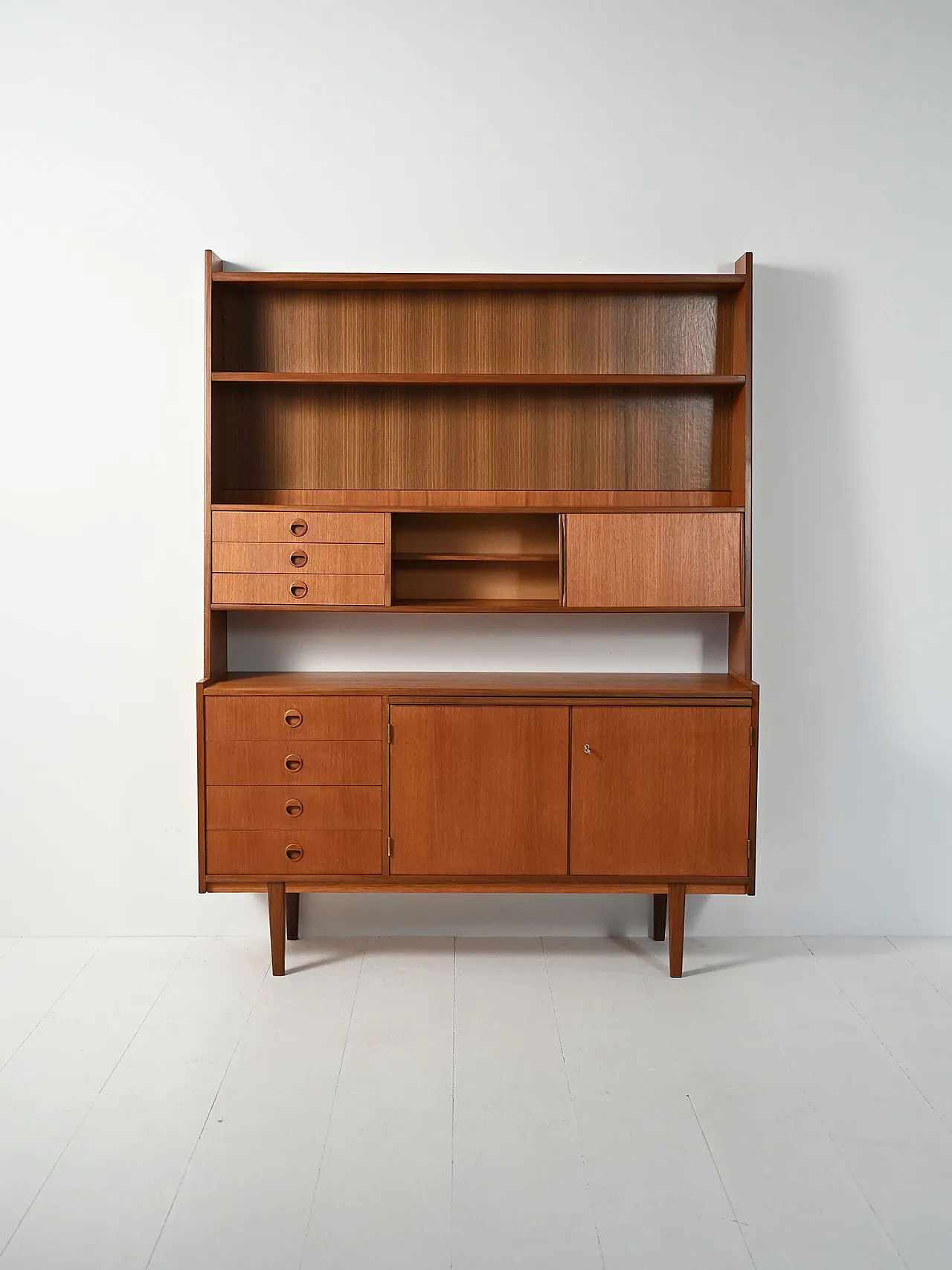 Sideboard con libreria in teak e mogano 5