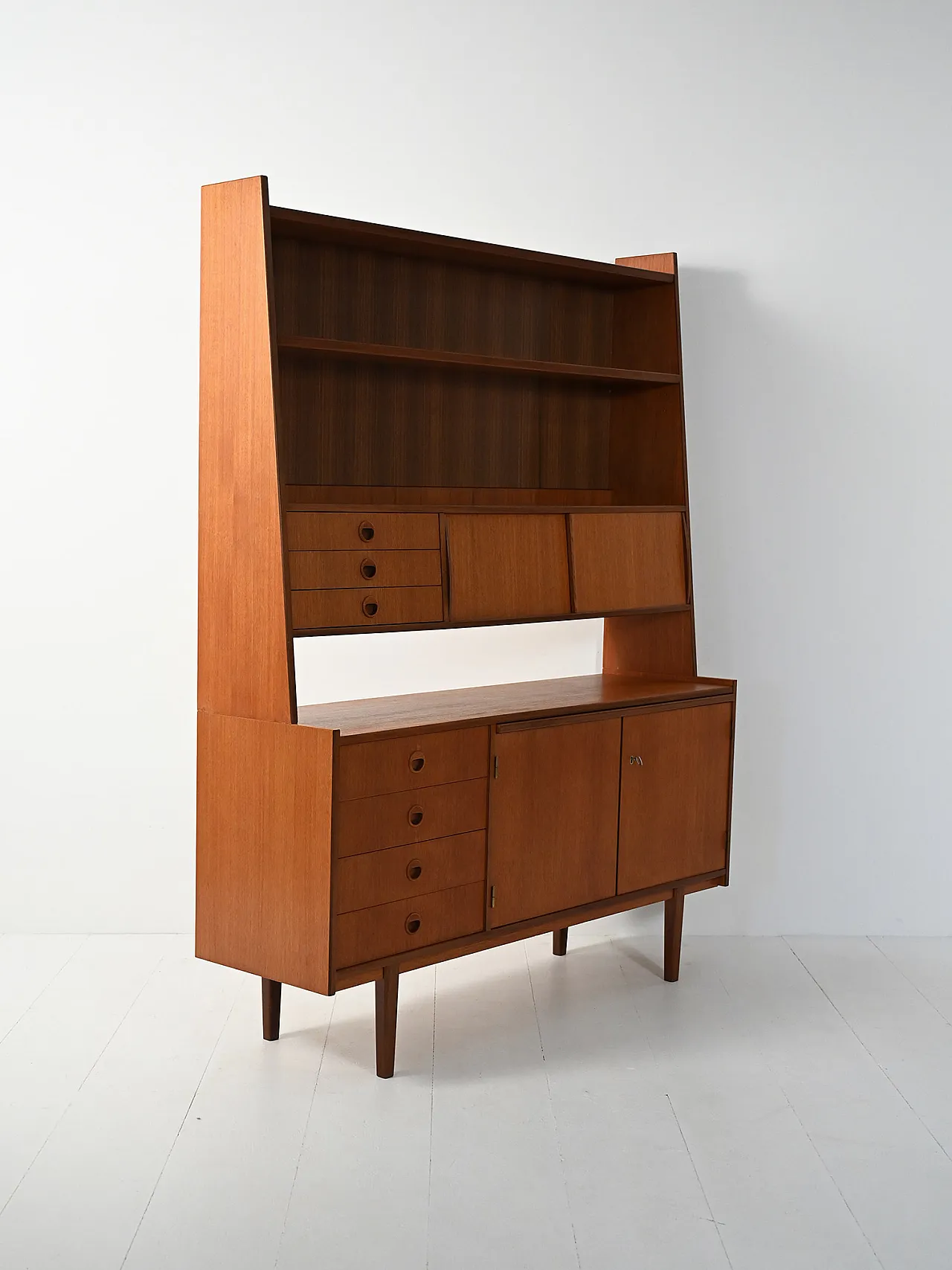 Sideboard con libreria in teak e mogano 6