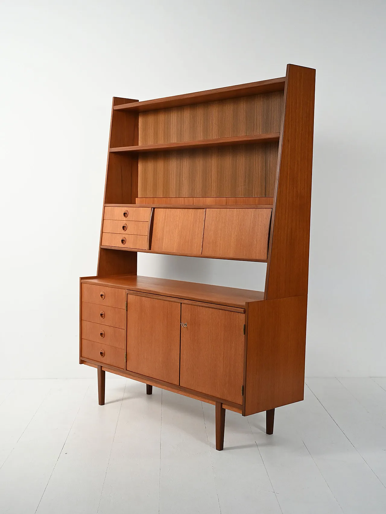 Sideboard con libreria in teak e mogano 7