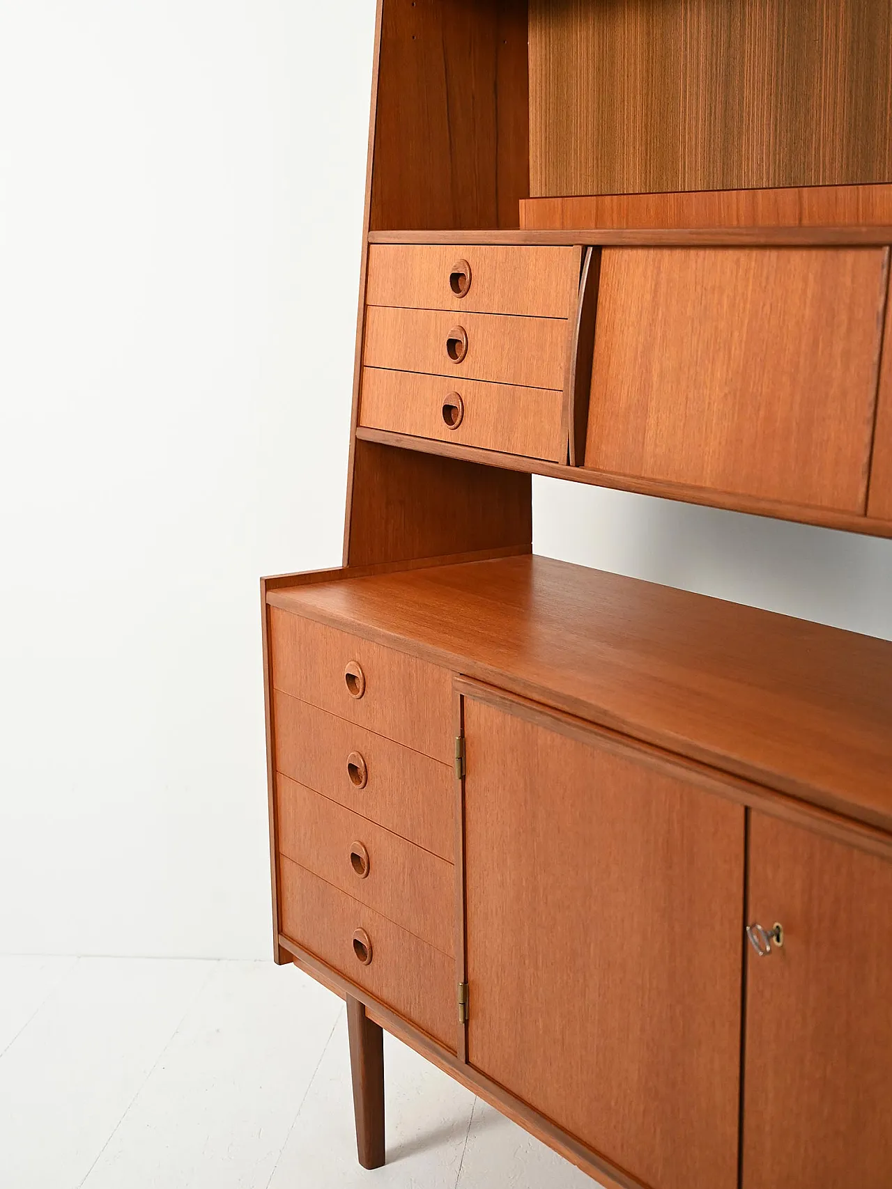 Sideboard con libreria in teak e mogano 10