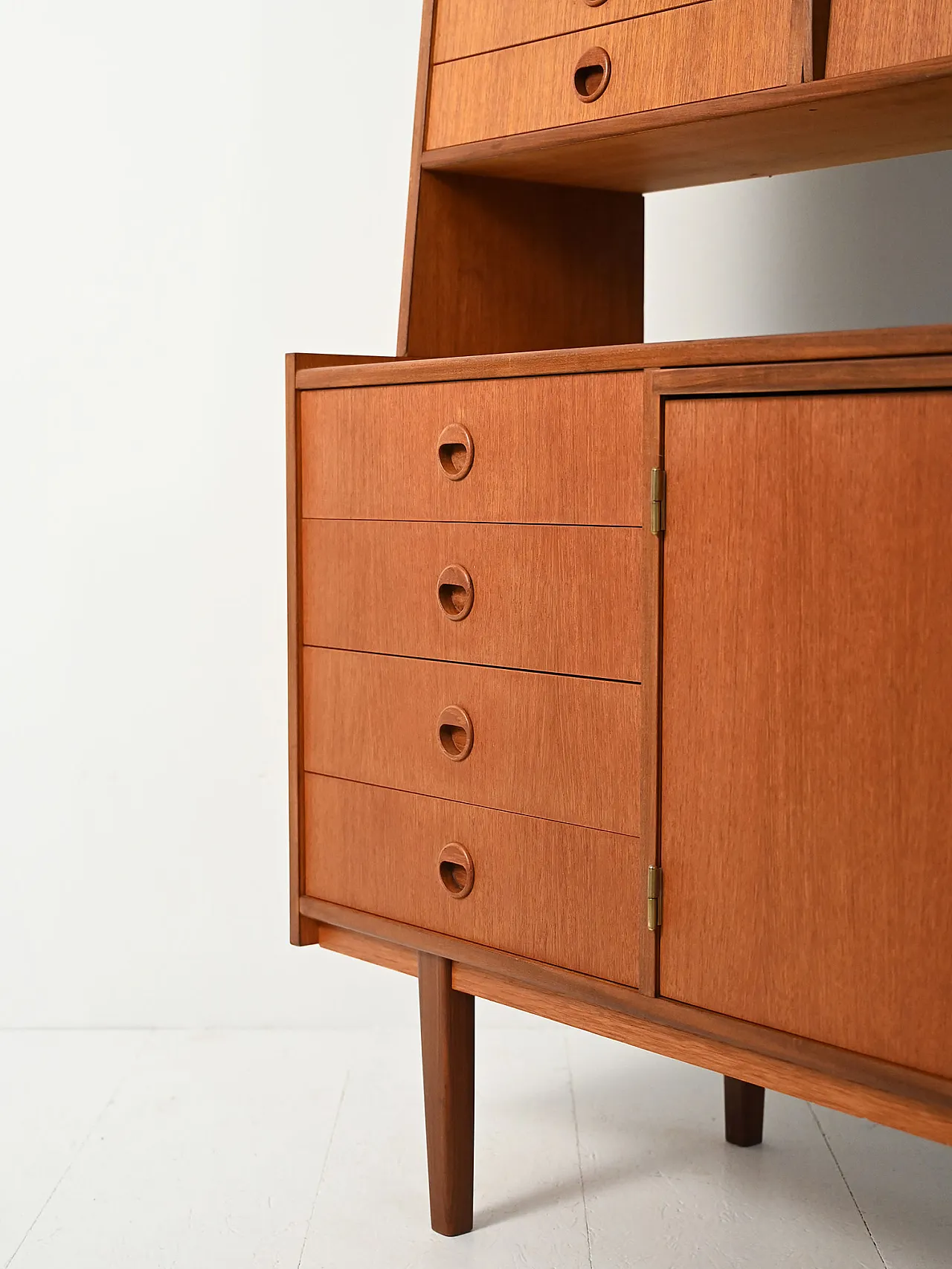 Sideboard con libreria in teak e mogano 11