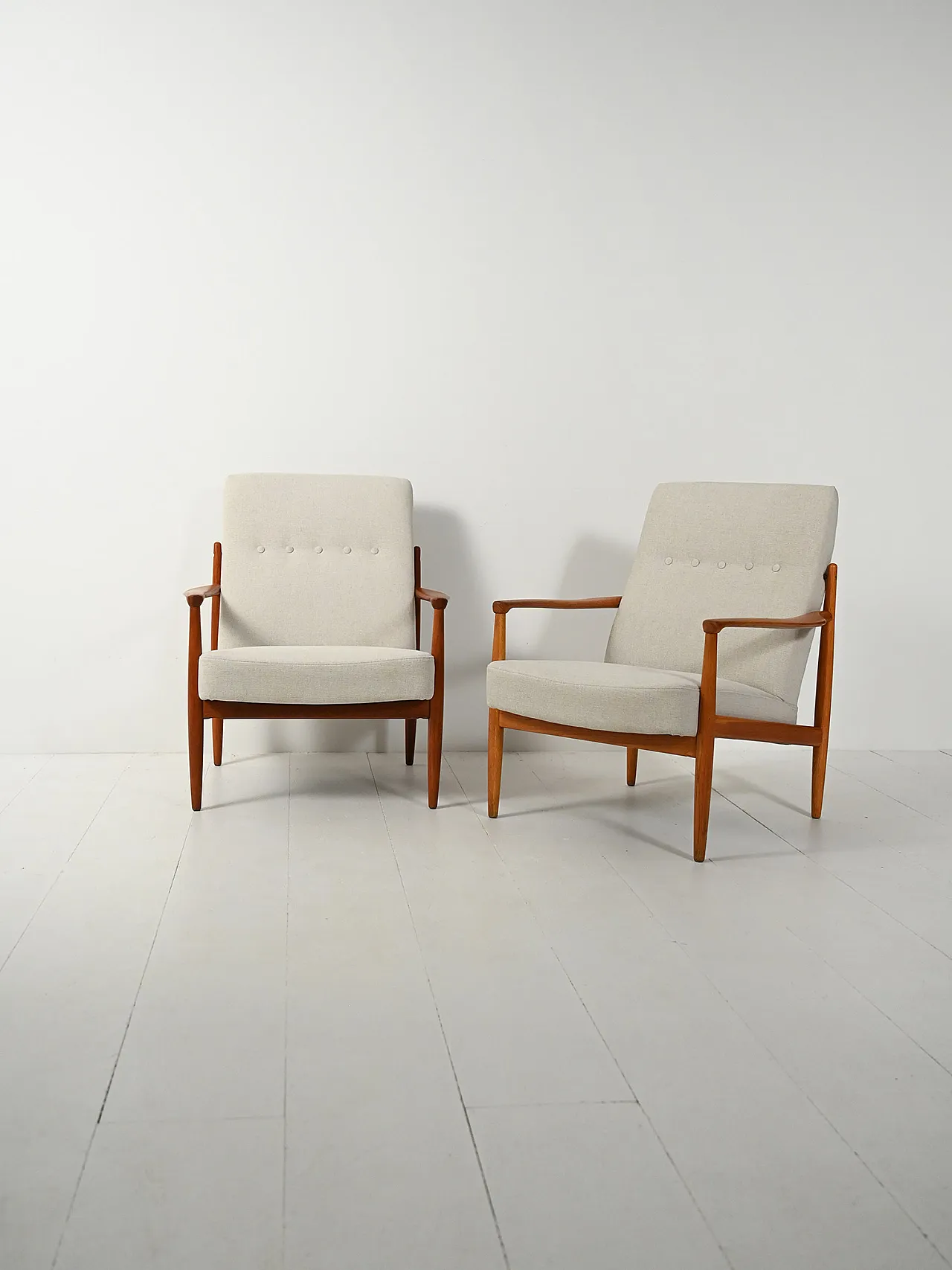 Pair of Scandinavian teak armchairs from the 1950s and 1960s 1