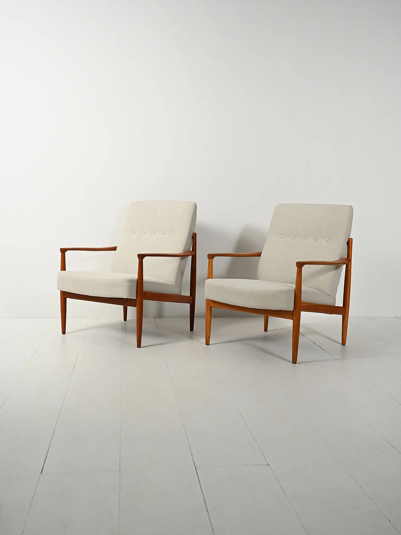 Pair of Scandinavian teak armchairs from the 1950s and 1960s 2