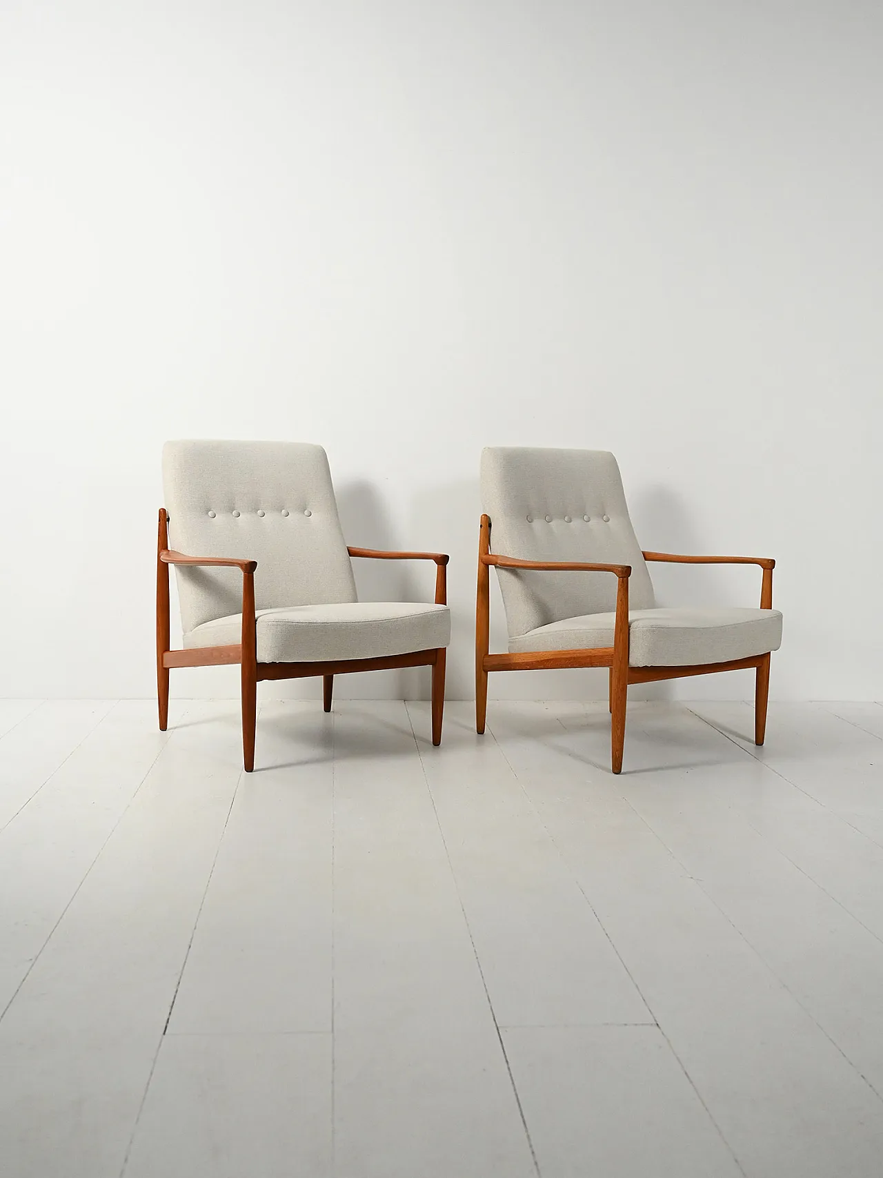Pair of Scandinavian teak armchairs from the 1950s and 1960s 3