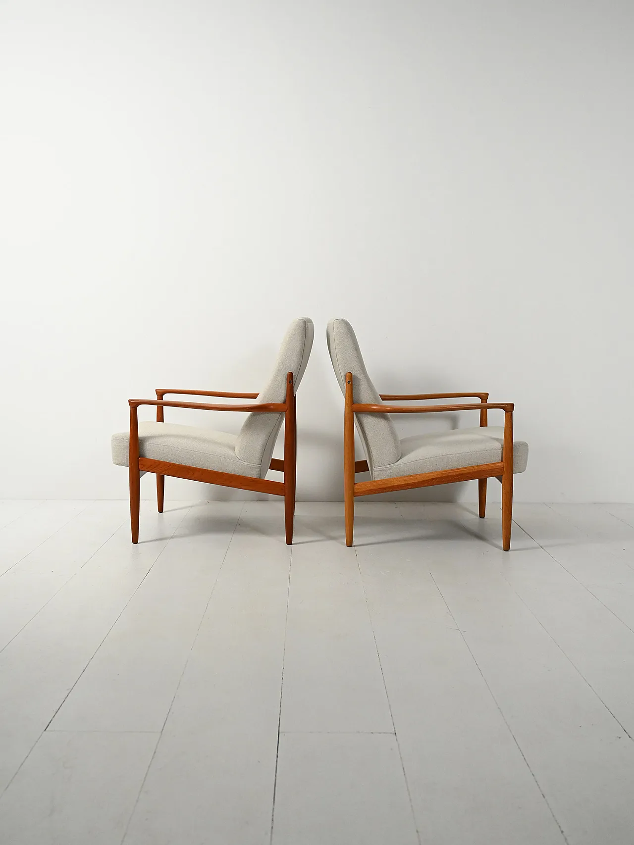 Pair of Scandinavian teak armchairs from the 1950s and 1960s 4