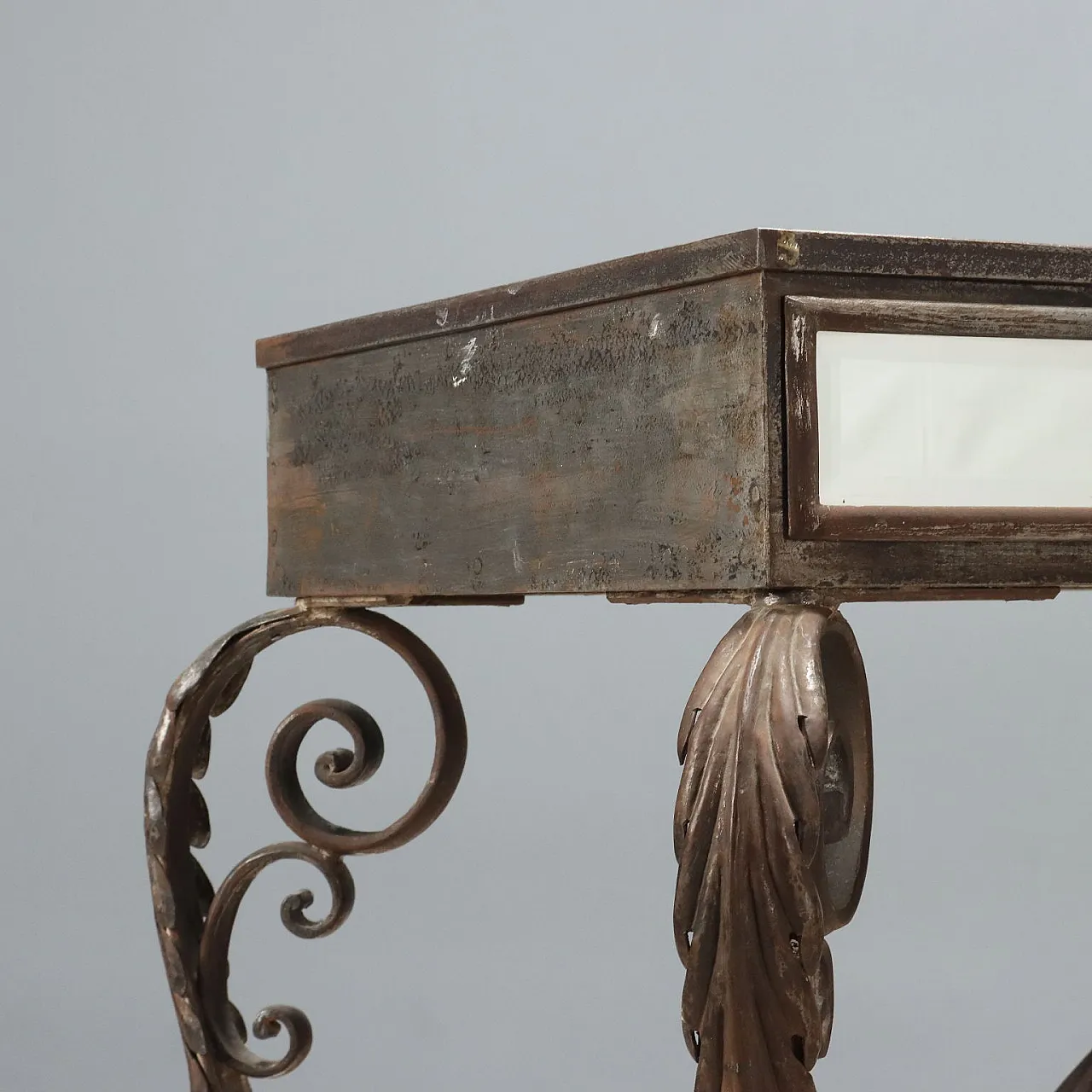 Iron console table with 3 drawers and a beveled mirror, 20th century 5