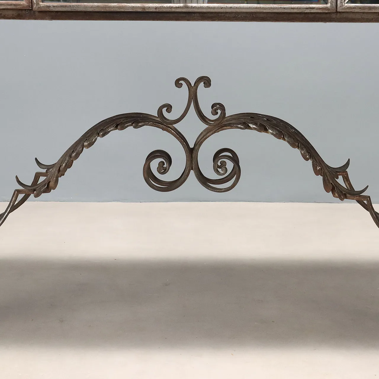 Iron console table with 3 drawers and a beveled mirror, 20th century 9