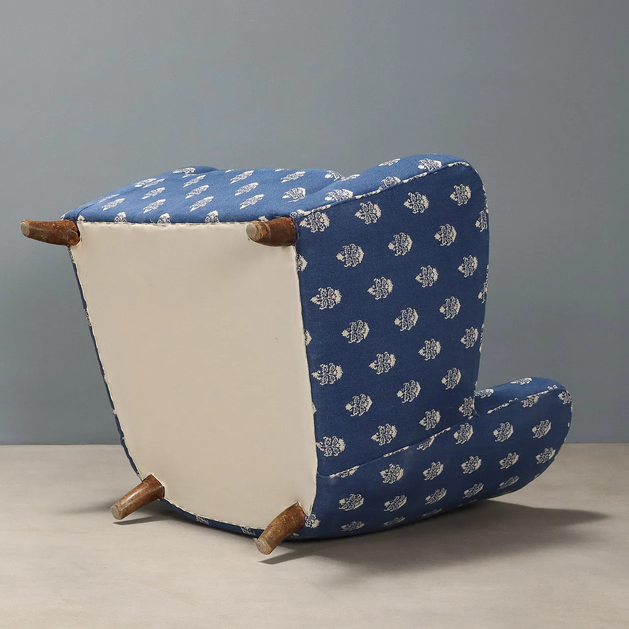 Armchair in fabric and wooden legs, 20th century 8