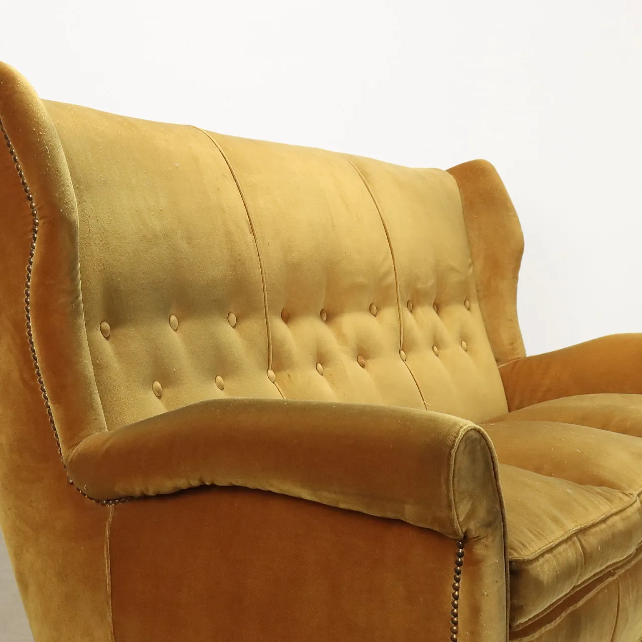 Divano in velluto a 3 posti, anni '50 3