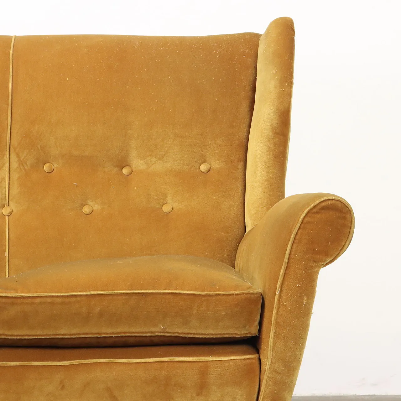 Divano in velluto a 3 posti, anni '50 5