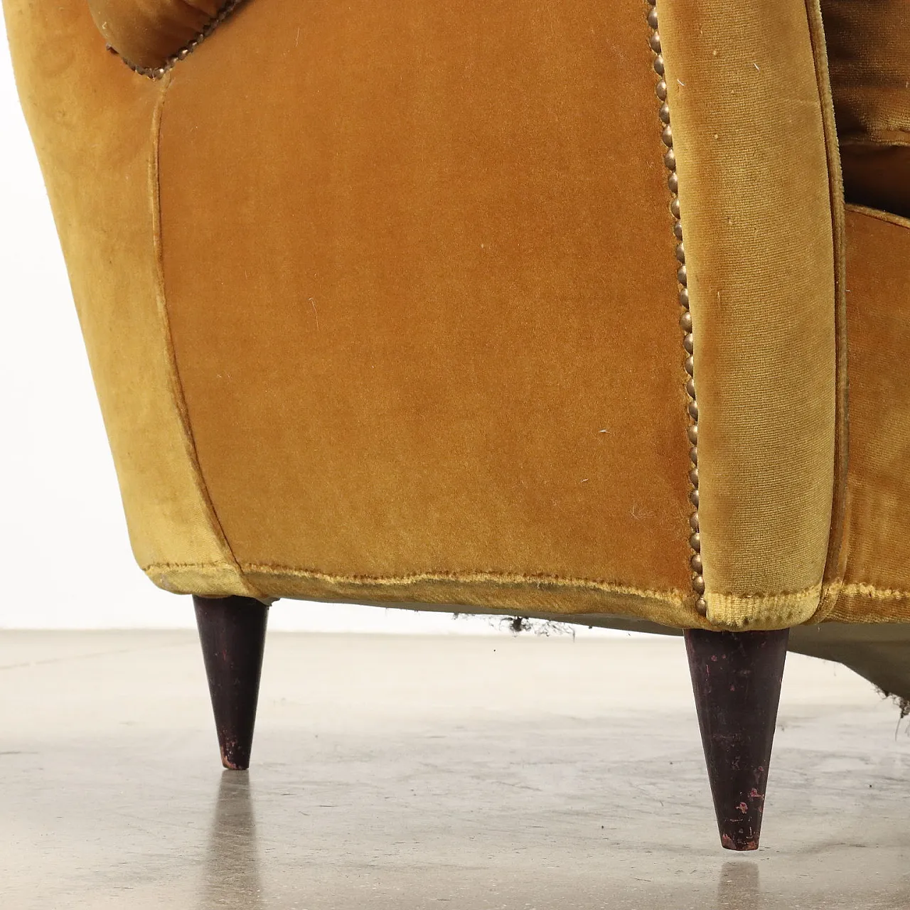 Divano in velluto a 3 posti, anni '50 6