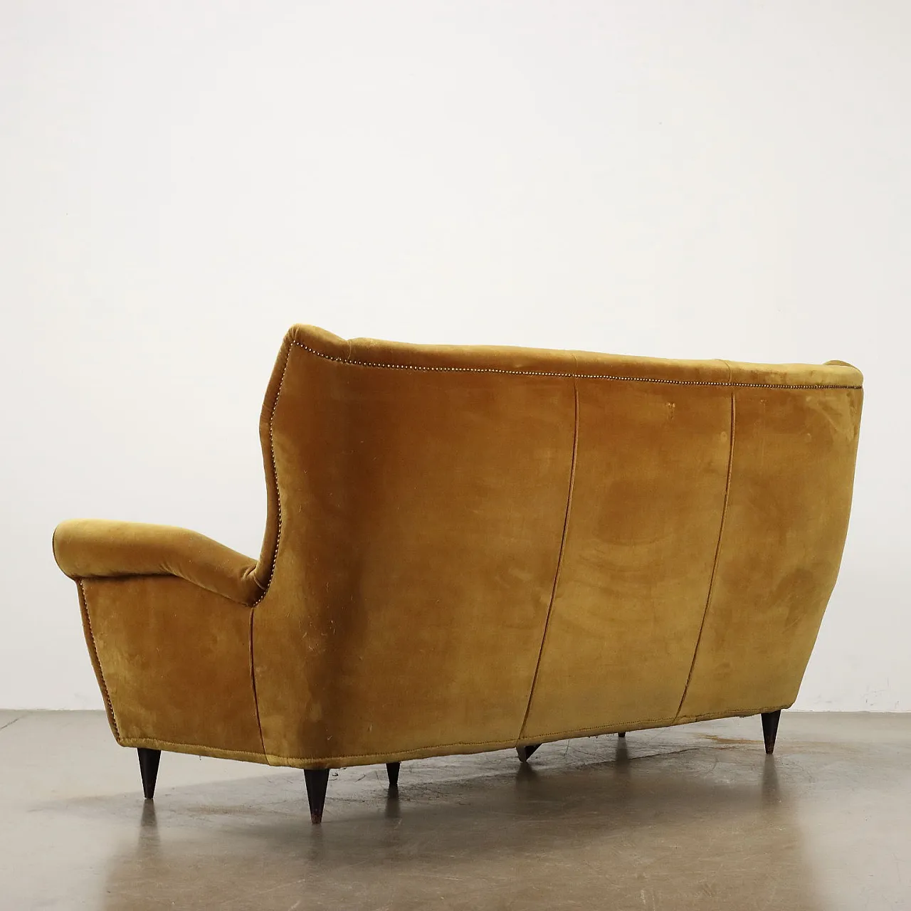 Divano in velluto a 3 posti, anni '50 9