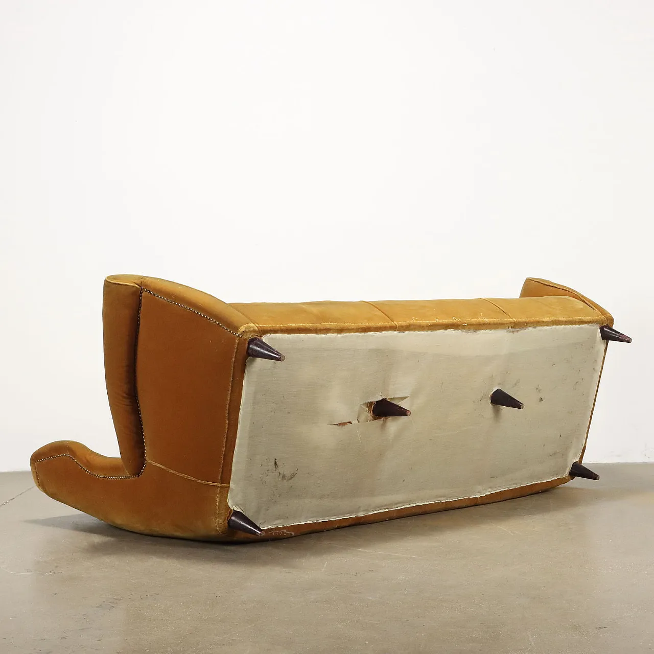 Divano in velluto a 3 posti, anni '50 10