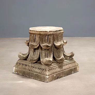 Plaster capital embellished with acanthus leaves, 19th century