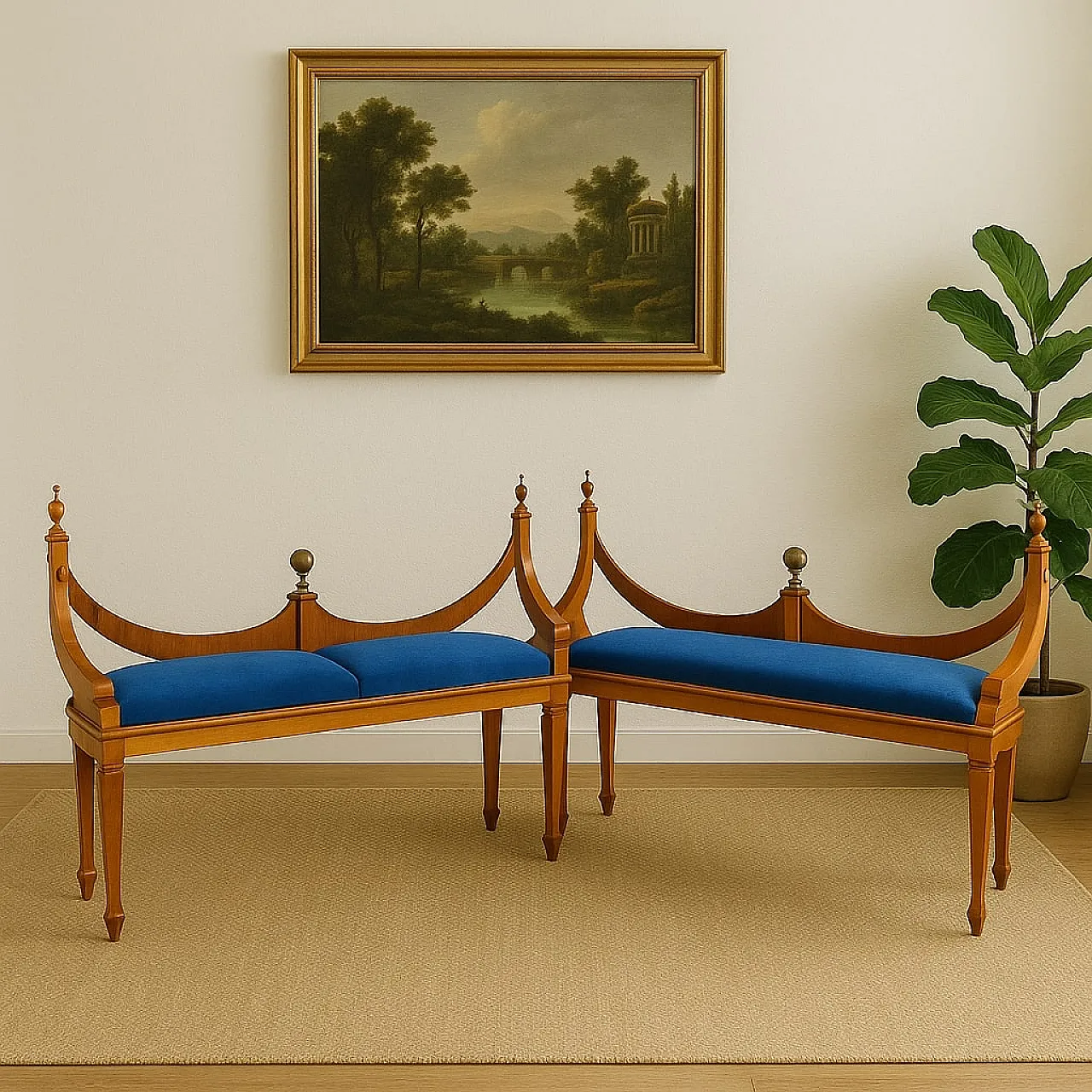 Coppia di Panchette in Stile Biedermeier in ciliegio, '900 2