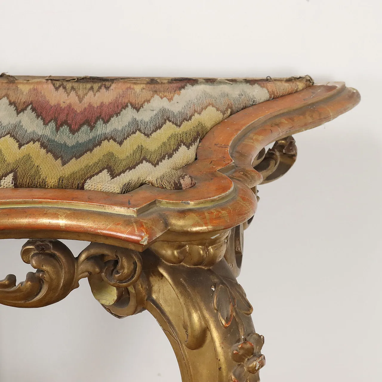 Drop-shaped console table in carved and gilded wood, late 19th century 4