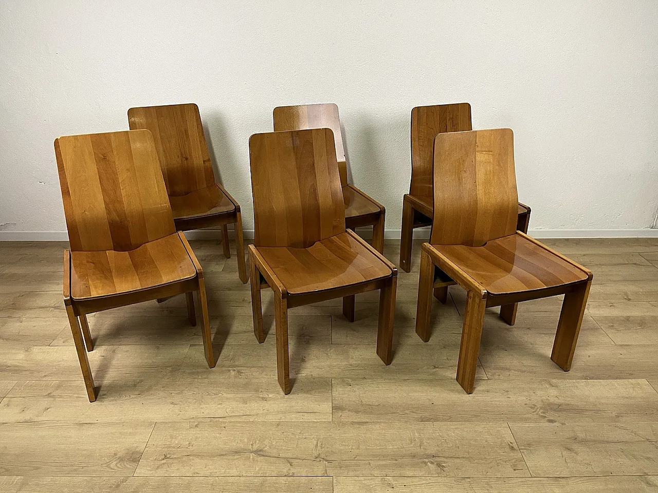 6 Maxello wooden chairs from Piarotto, 1970s 1