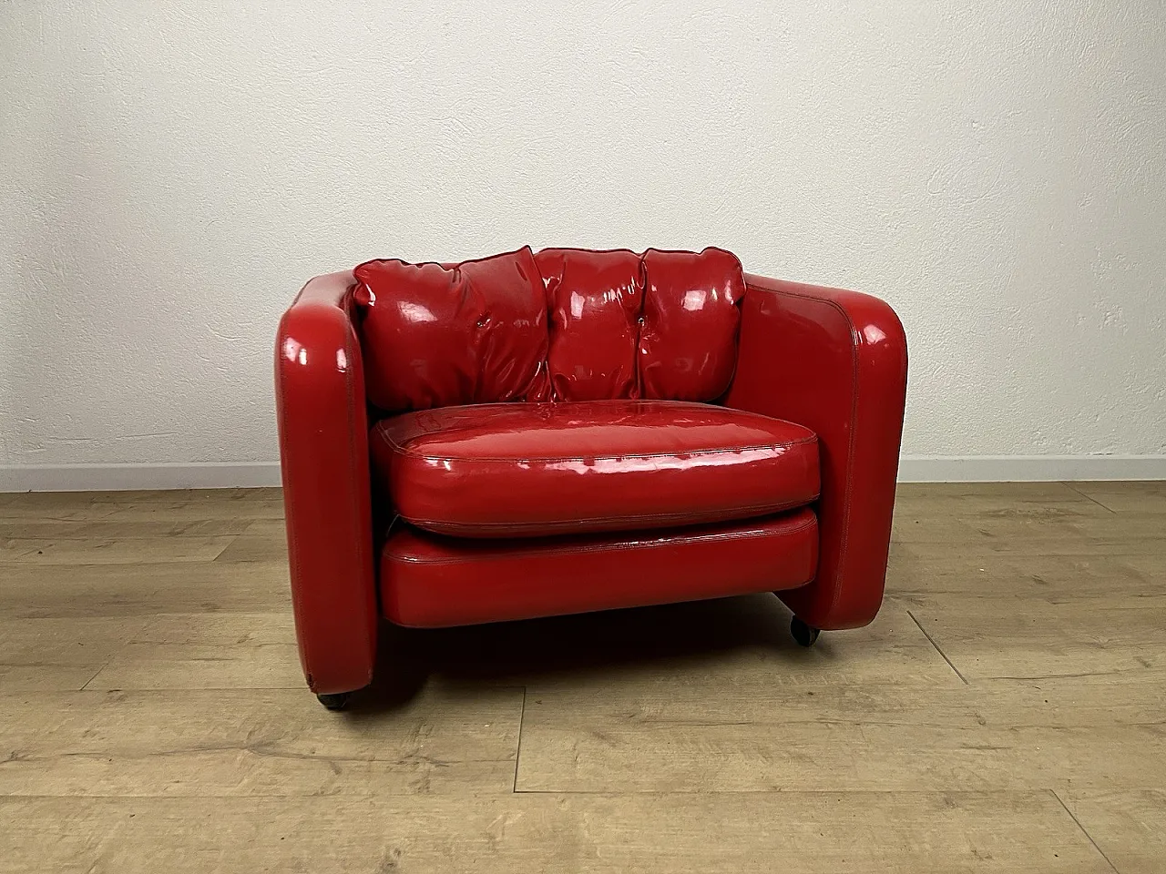 Space Age red vinyl Aarmchair, 1970s 2