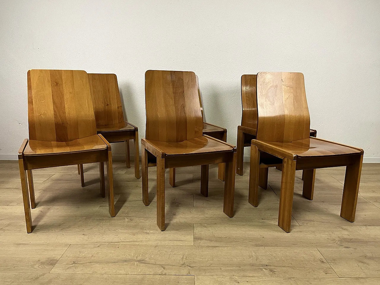 6 Maxello wooden chairs from Piarotto, 1970s 2
