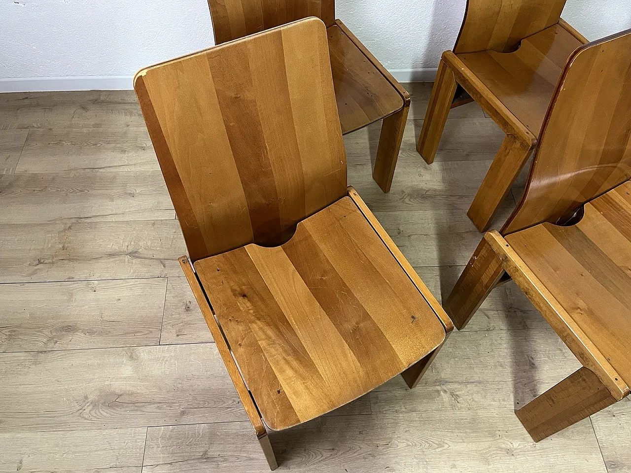6 Maxello wooden chairs from Piarotto, 1970s 3