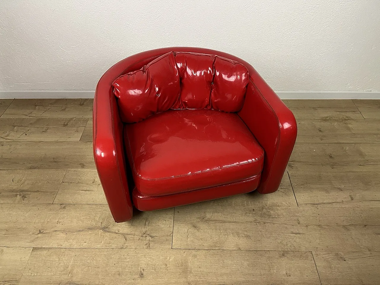 Space Age red vinyl Aarmchair, 1970s 4