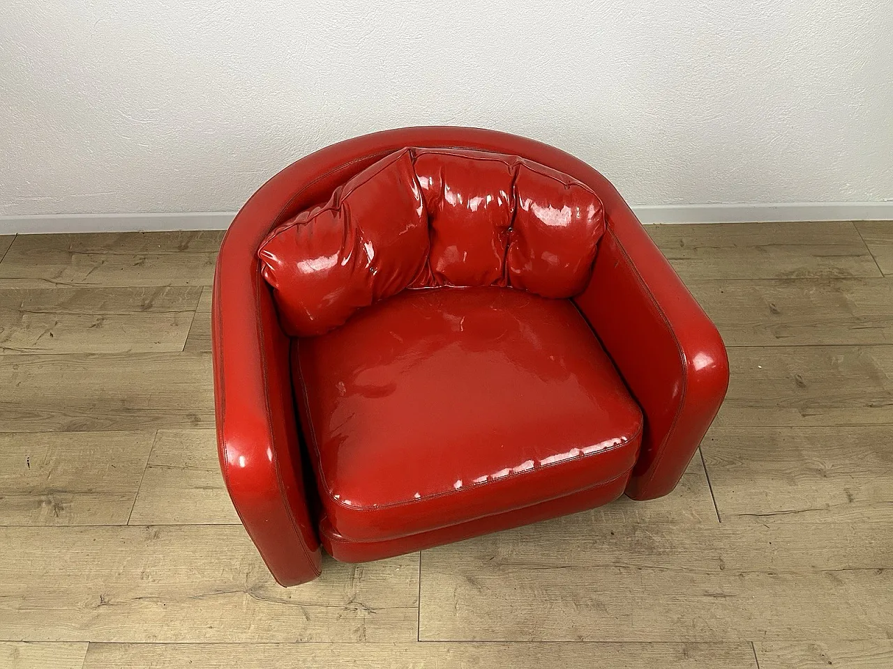 Space Age red vinyl Aarmchair, 1970s 6