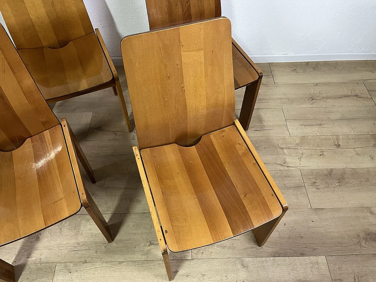 6 Maxello wooden chairs from Piarotto, 1970s 6