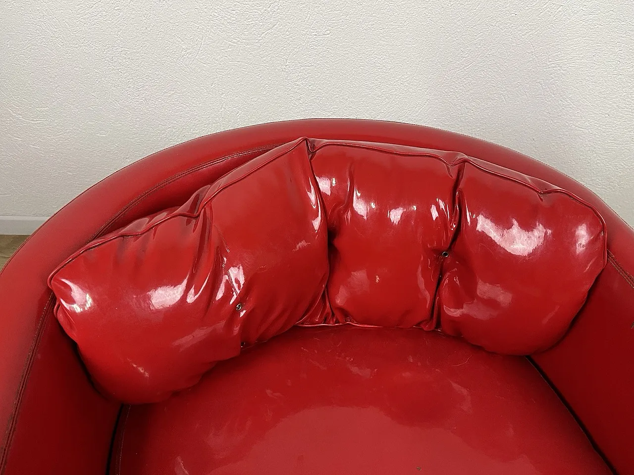 Space Age red vinyl Aarmchair, 1970s 7
