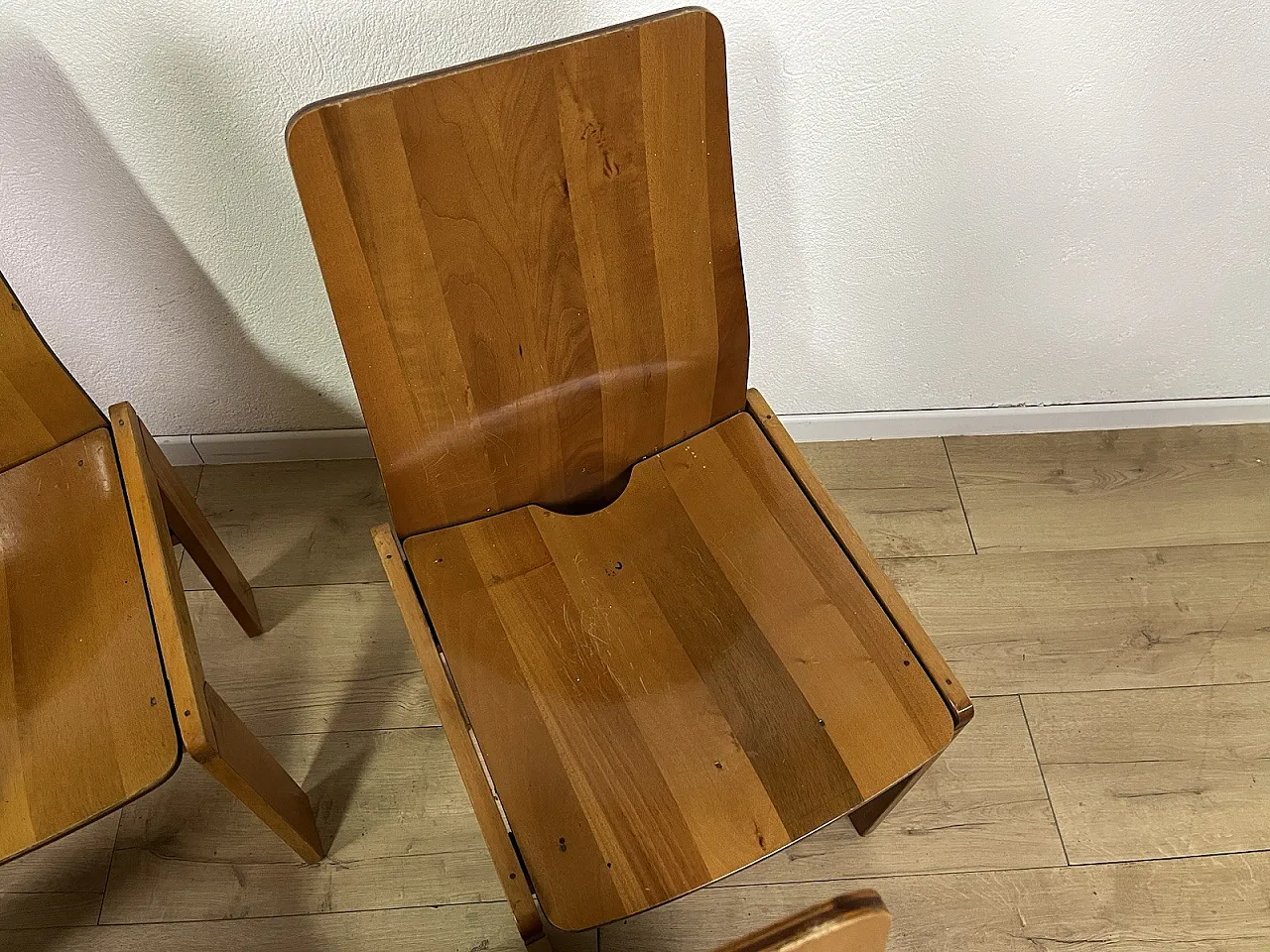 6 Maxello wooden chairs from Piarotto, 1970s 7