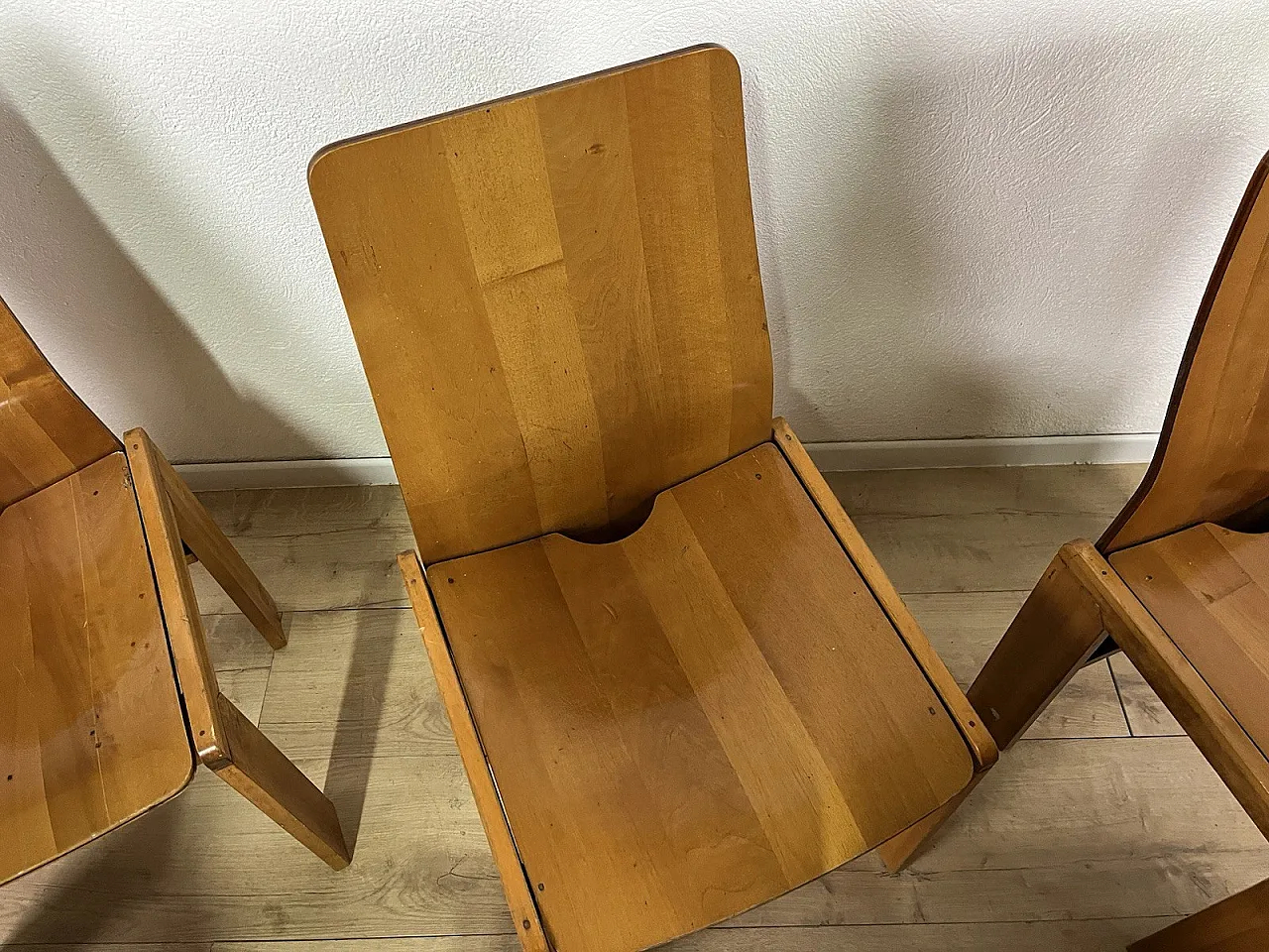 6 Maxello wooden chairs from Piarotto, 1970s 8