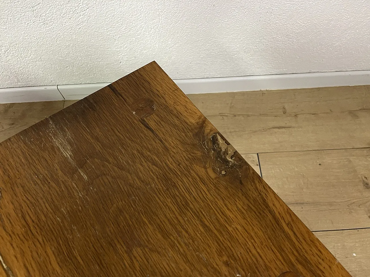 Pair of rustic oak stools, 1970s 9