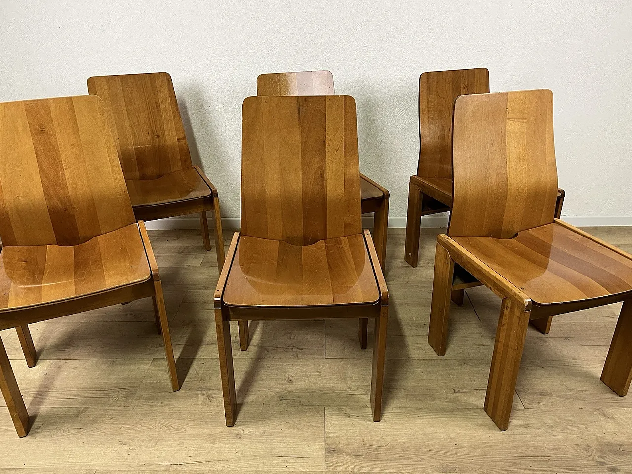 6 Maxello wooden chairs from Piarotto, 1970s 11
