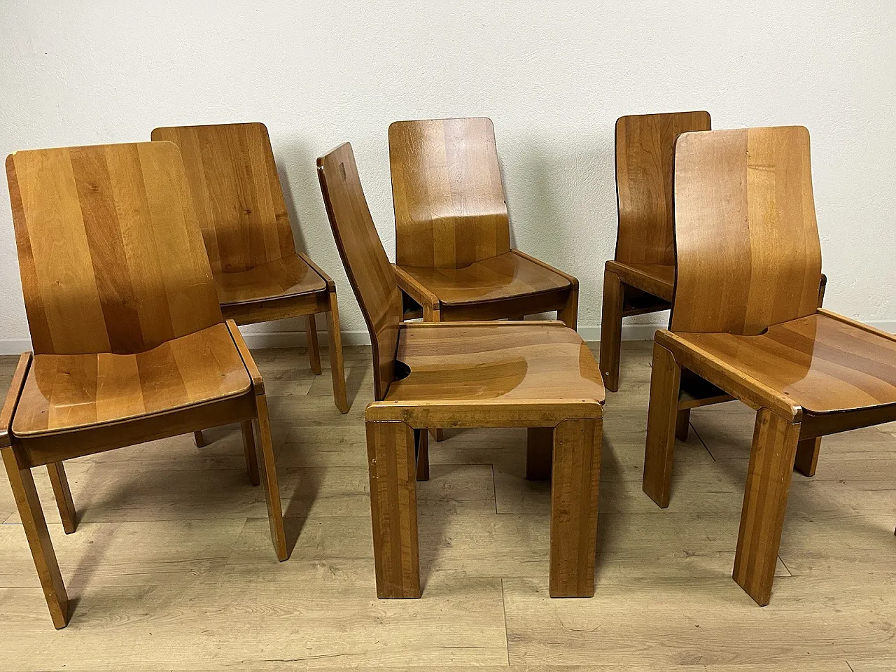 6 Maxello wooden chairs from Piarotto, 1970s 12