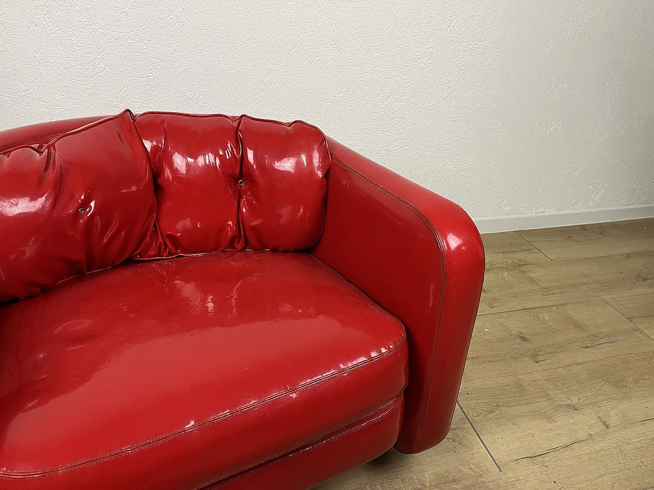 Space Age red vinyl Aarmchair, 1970s 11
