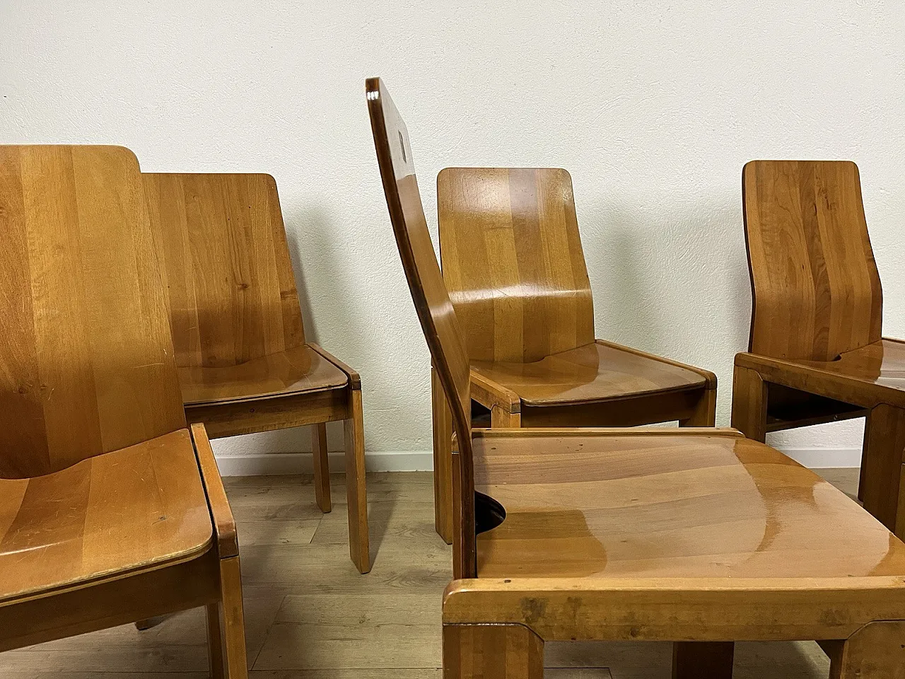 6 Maxello wooden chairs from Piarotto, 1970s 13