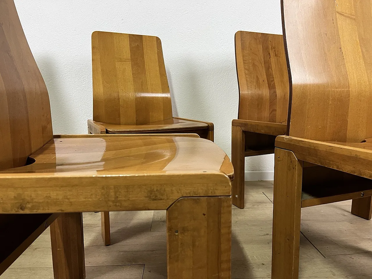6 Maxello wooden chairs from Piarotto, 1970s 14