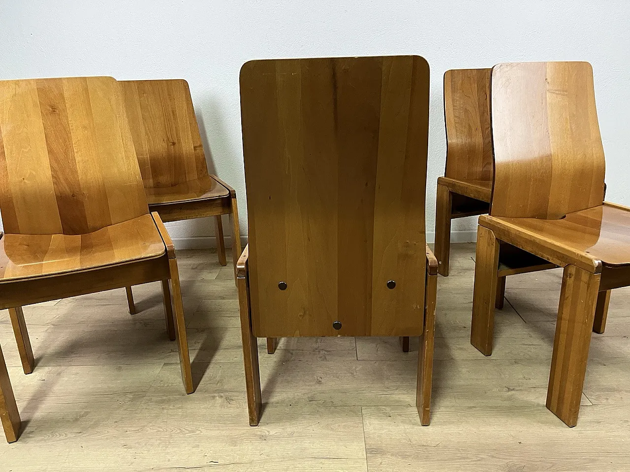 6 Maxello wooden chairs from Piarotto, 1970s 15