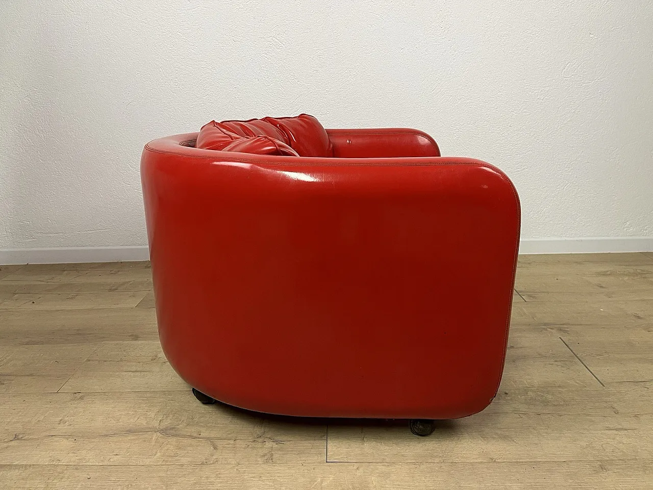 Space Age red vinyl Aarmchair, 1970s 14