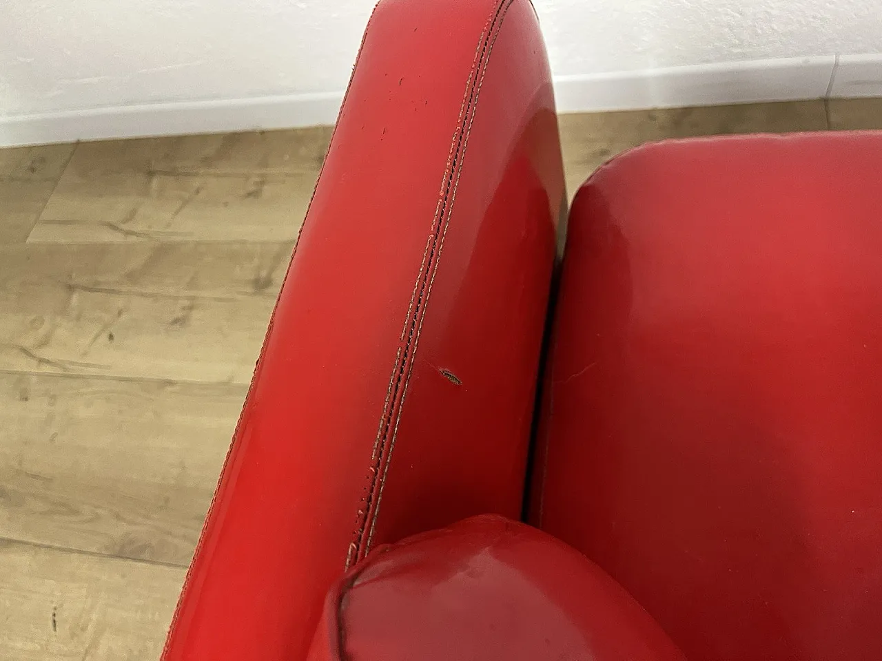 Space Age red vinyl Aarmchair, 1970s 15