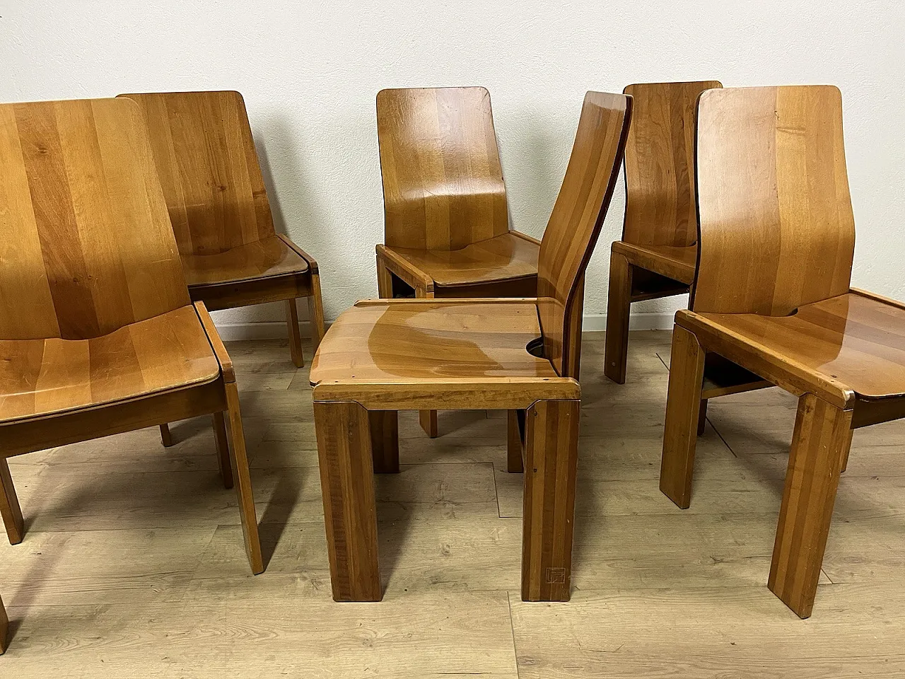 6 Maxello wooden chairs from Piarotto, 1970s 19